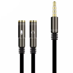 Adaptador Combinador de Audio/Micrófono (1 Macho TRRS a 2 Hembras TRS)