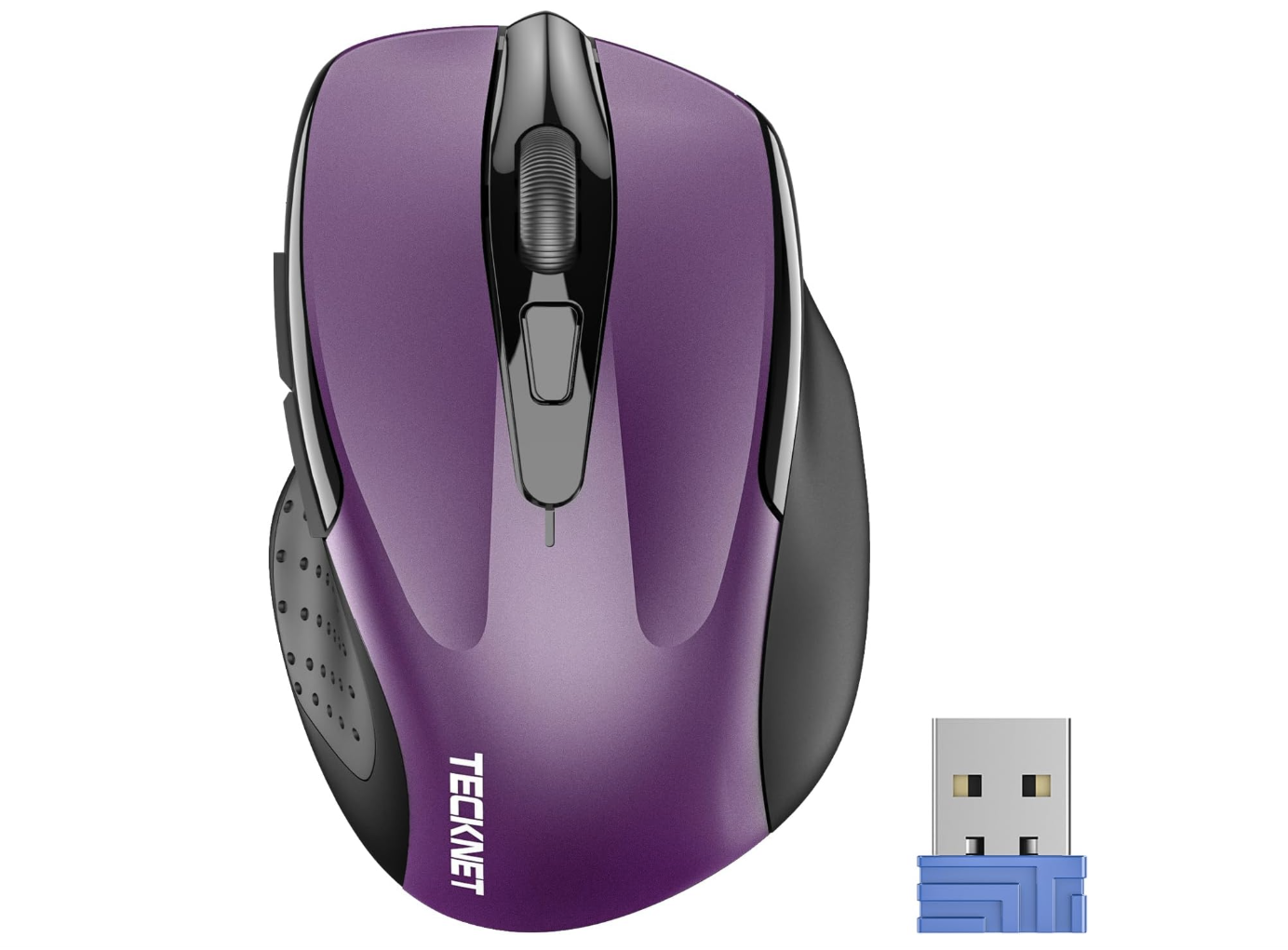 Mouse Inalambrico Tecknet Ergonomico USB Purpura