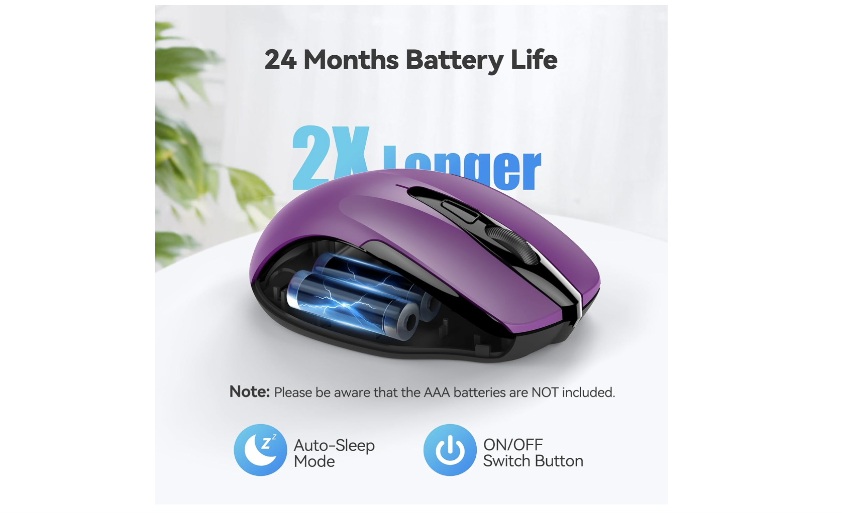 Mouse Inalambrico Tecknet Ergonomico USB Purpura - Image 4